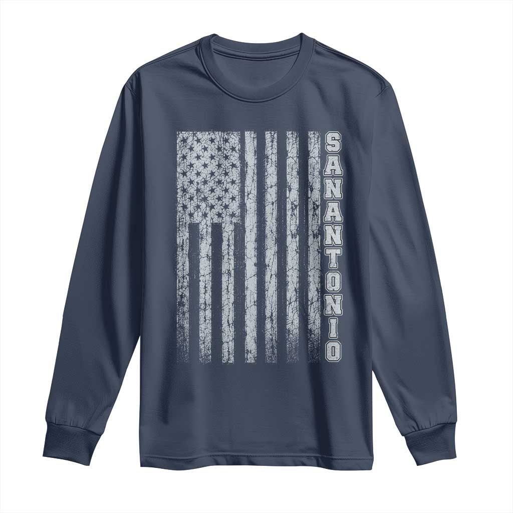 San Antonio Texas State Pride Vintage American Flag Long Sleeve Shirt