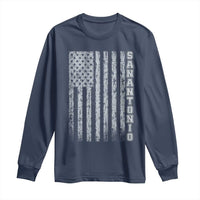 San Antonio Texas State Pride Vintage American Flag Long Sleeve Shirt