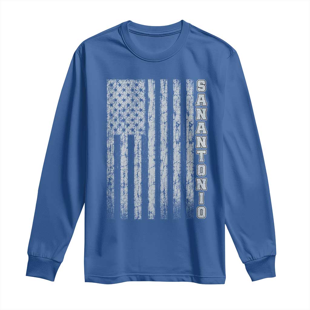San Antonio Texas State Pride Vintage American Flag Long Sleeve Shirt