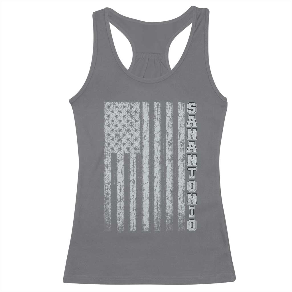 San Antonio Texas State Pride Vintage American Flag Racerback Tank Top