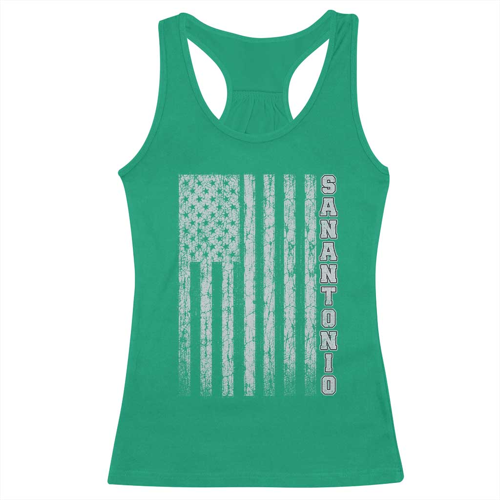 San Antonio Texas State Pride Vintage American Flag Racerback Tank Top