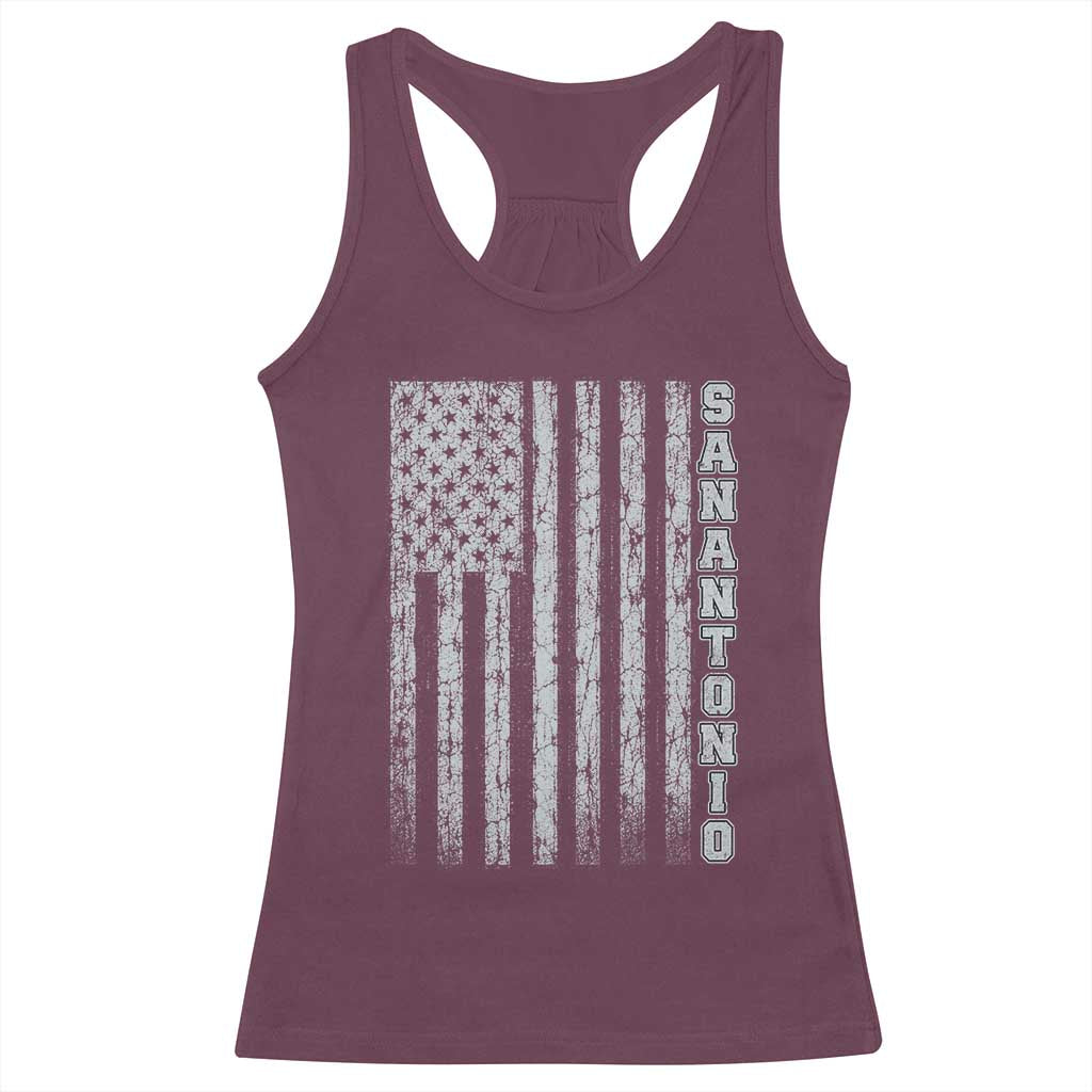 San Antonio Texas State Pride Vintage American Flag Racerback Tank Top