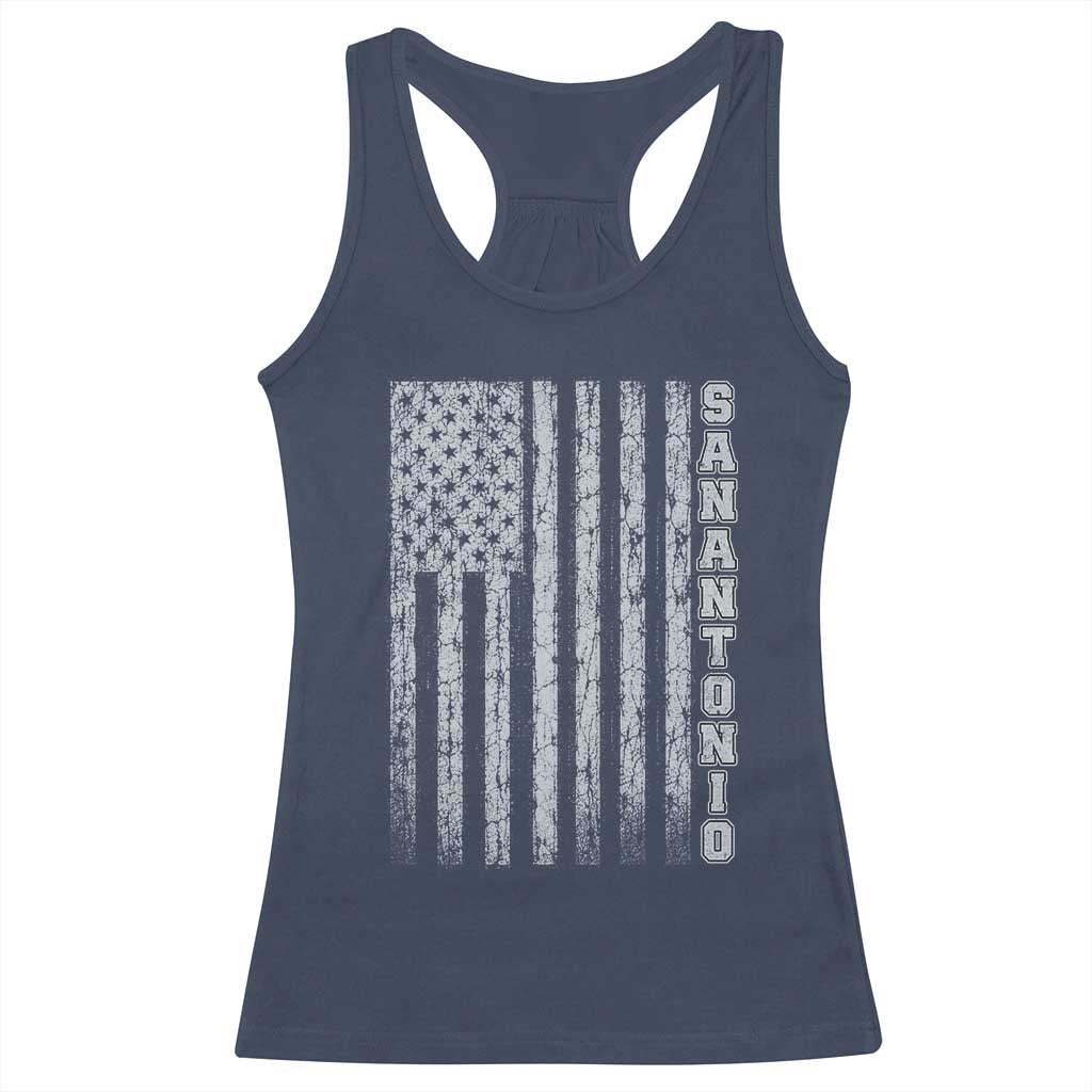 San Antonio Texas State Pride Vintage American Flag Racerback Tank Top