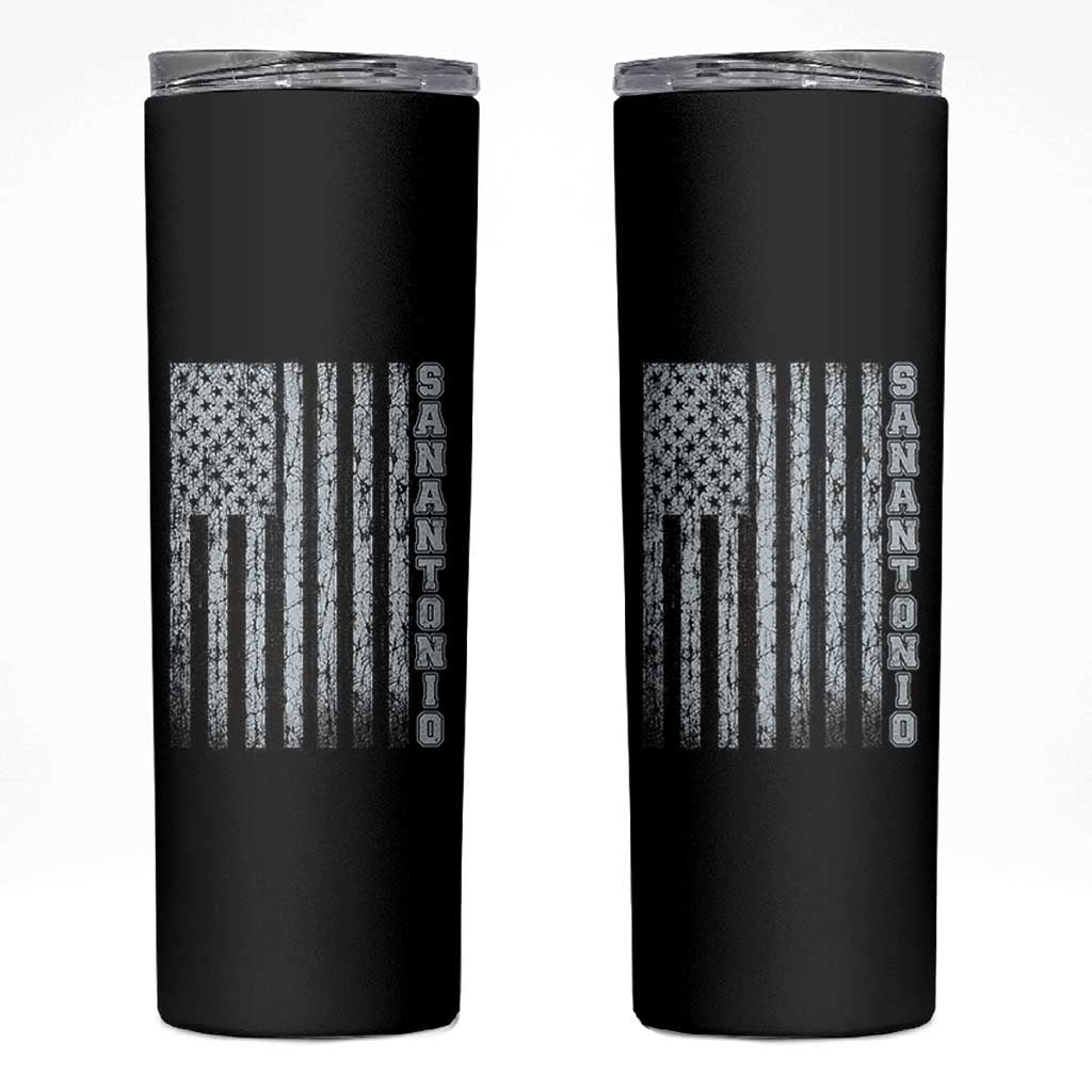 San Antonio Texas State Pride Vintage American Flag Skinny Tumbler