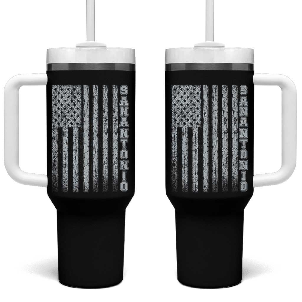 San Antonio Texas State Pride Vintage American Flag Tumbler With Handle
