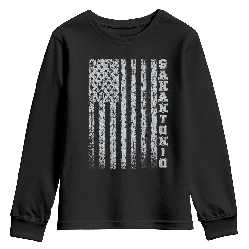 San Antonio Texas State Pride Vintage American Flag Youth Sweatshirt