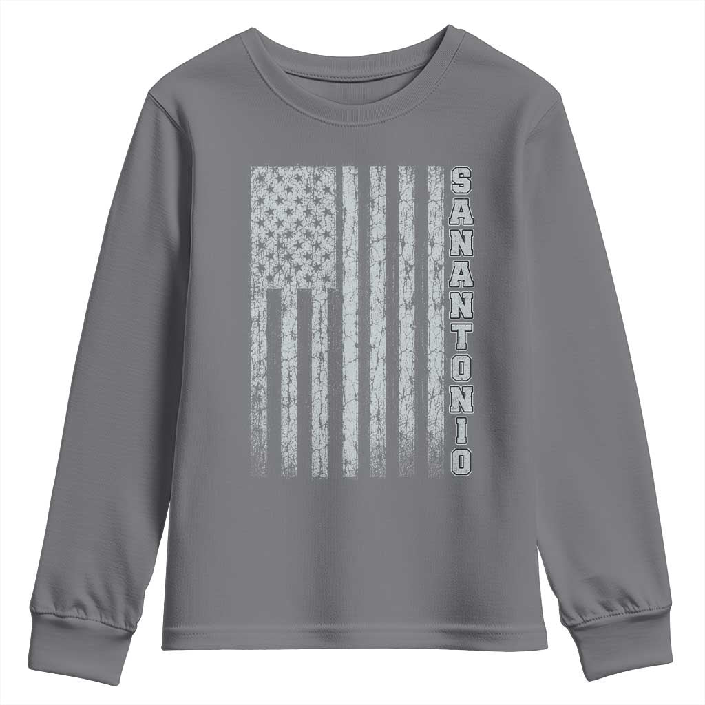 San Antonio Texas State Pride Vintage American Flag Youth Sweatshirt