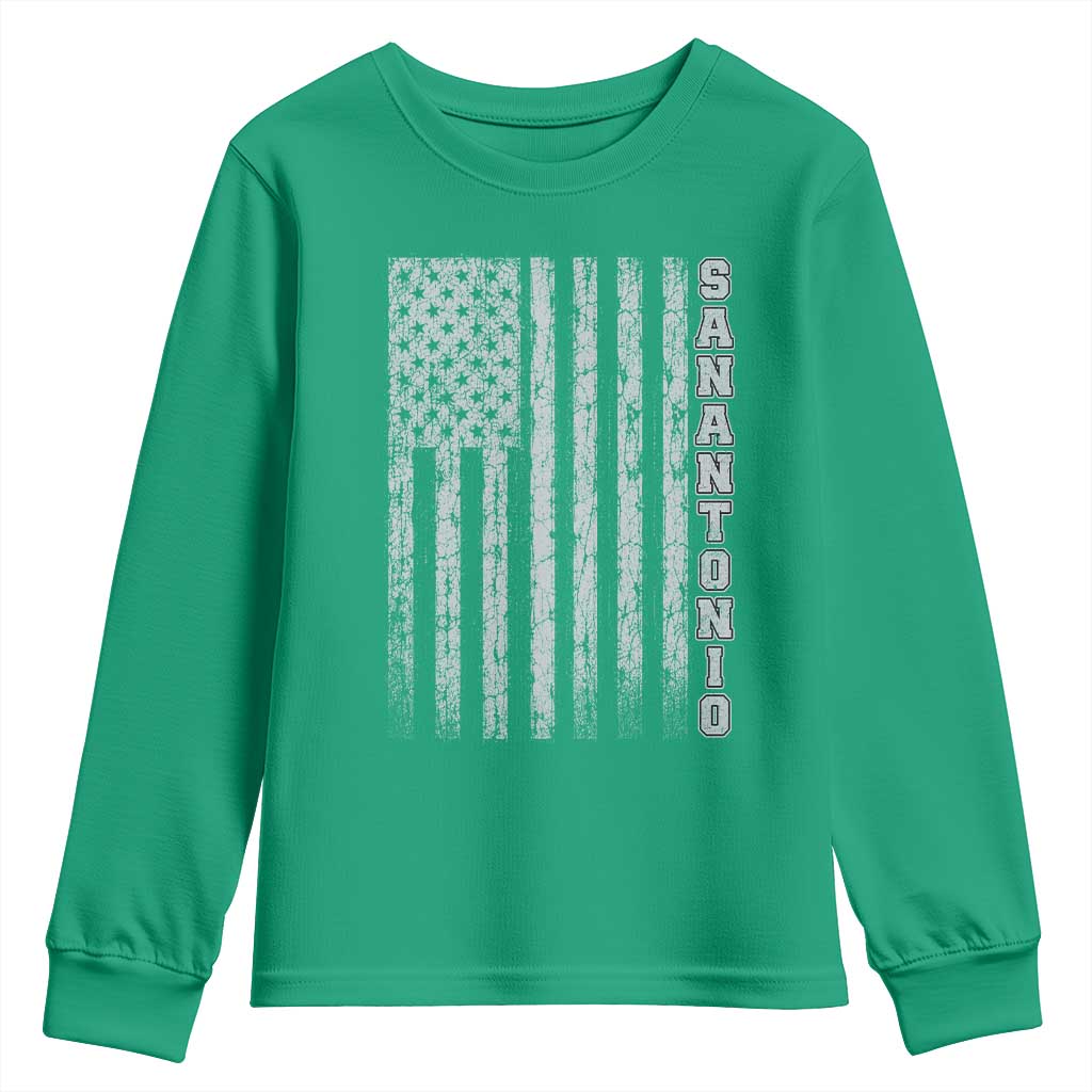 San Antonio Texas State Pride Vintage American Flag Youth Sweatshirt