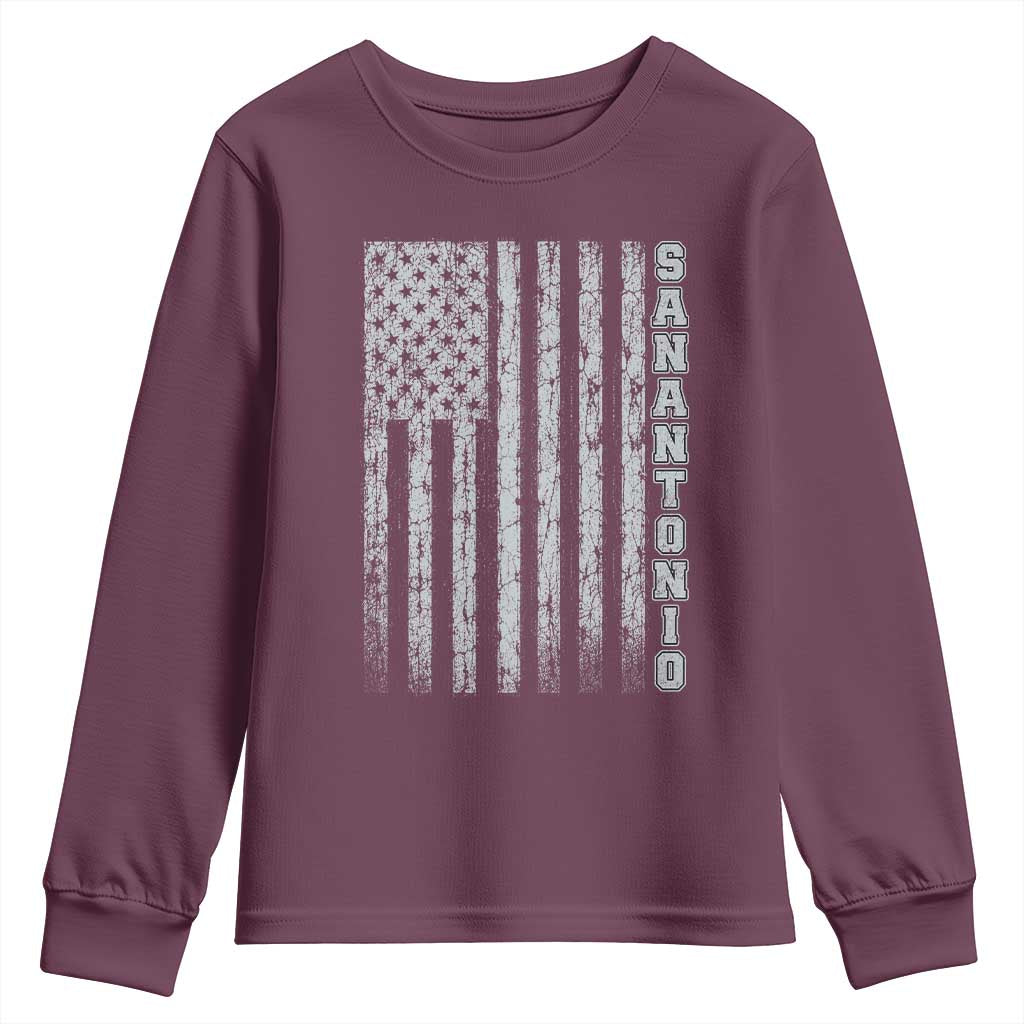 San Antonio Texas State Pride Vintage American Flag Youth Sweatshirt