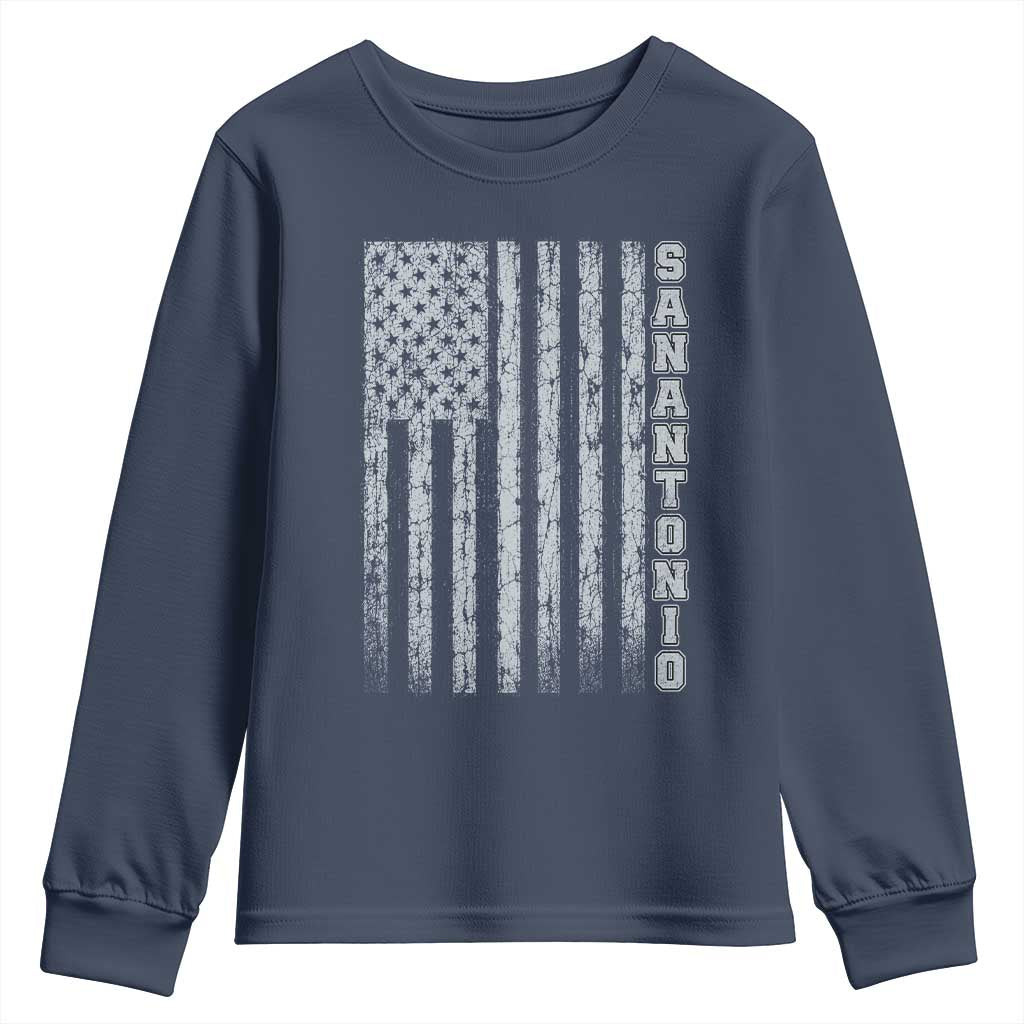 San Antonio Texas State Pride Vintage American Flag Youth Sweatshirt