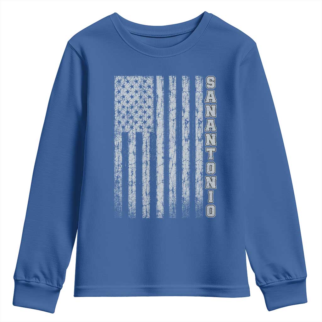 San Antonio Texas State Pride Vintage American Flag Youth Sweatshirt
