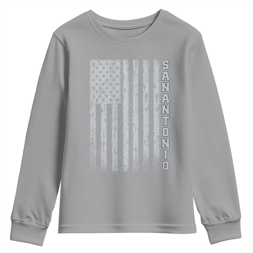 San Antonio Texas State Pride Vintage American Flag Youth Sweatshirt
