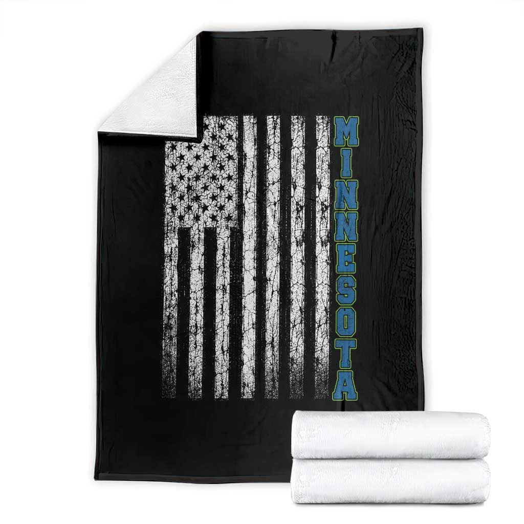 Minnesota MN State Pride Vintage American Flag Throw Blanket