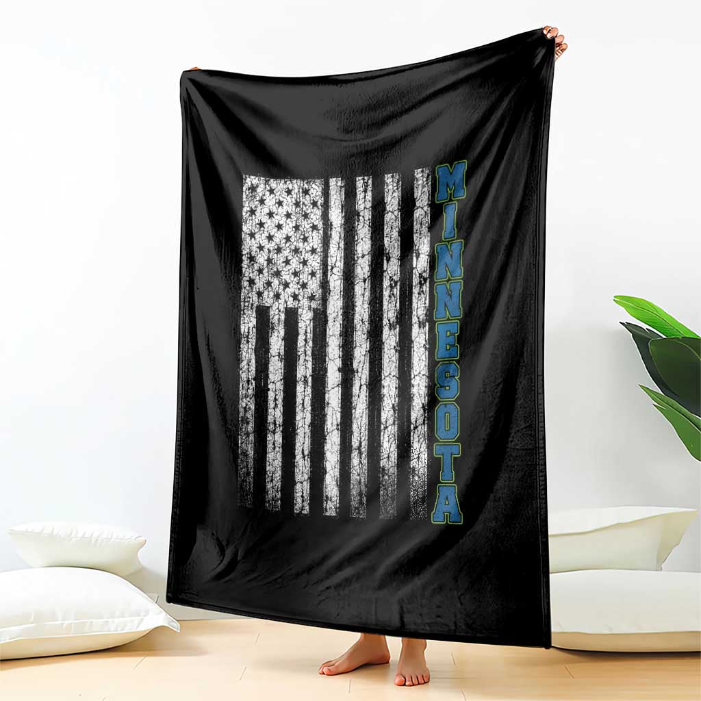 Minnesota MN State Pride Vintage American Flag Throw Blanket