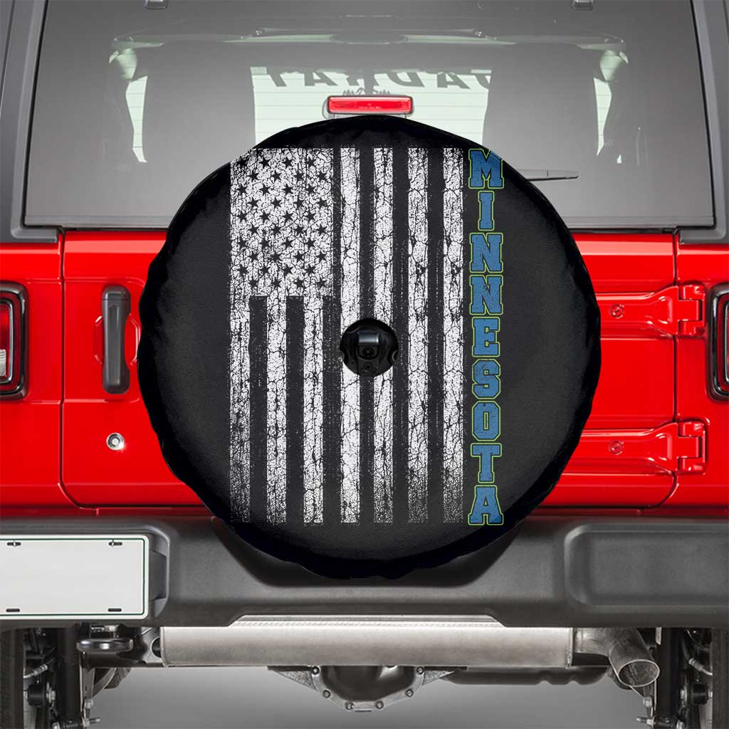 Minnesota MN State Pride Vintage American Flag Spare Tire Cover