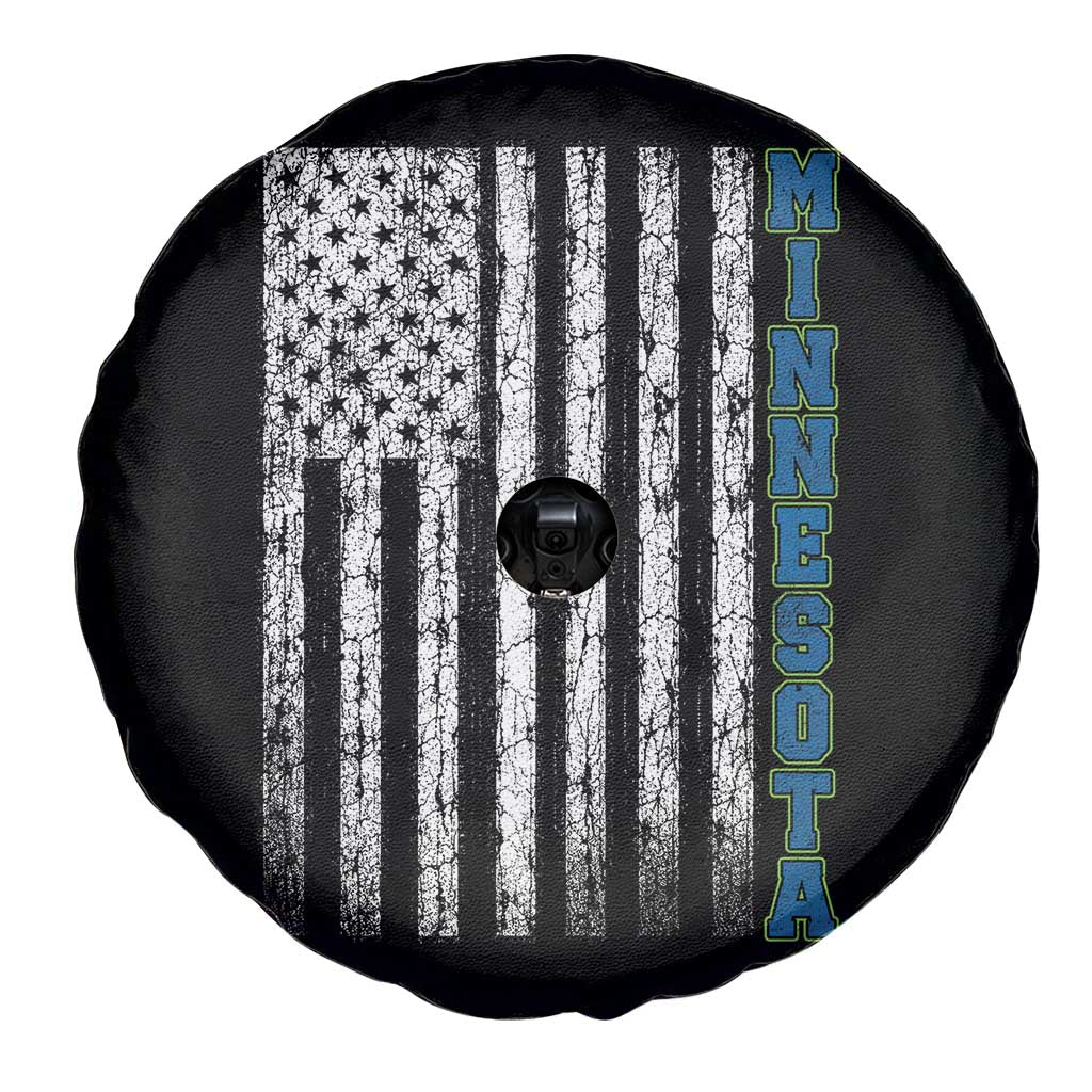 Minnesota MN State Pride Vintage American Flag Spare Tire Cover
