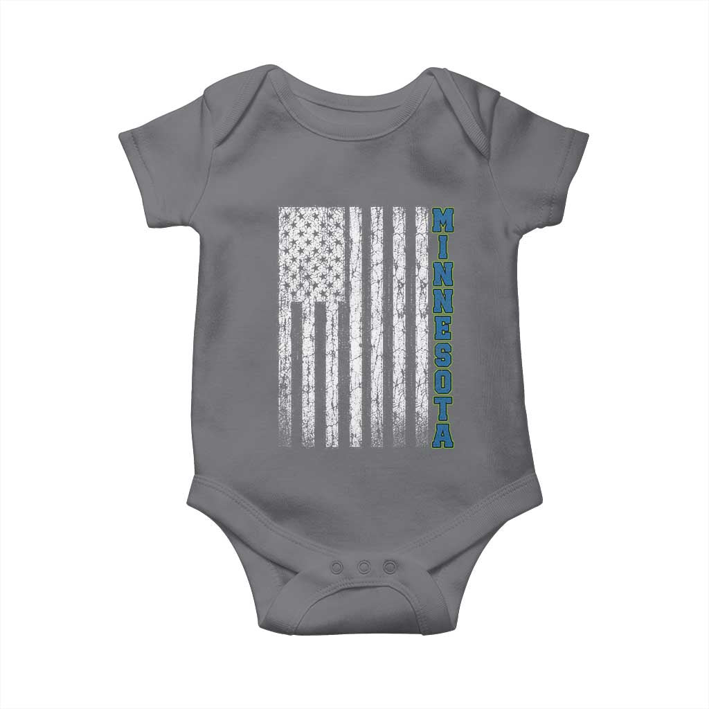 Minnesota MN State Pride Vintage American Flag Baby Onesie