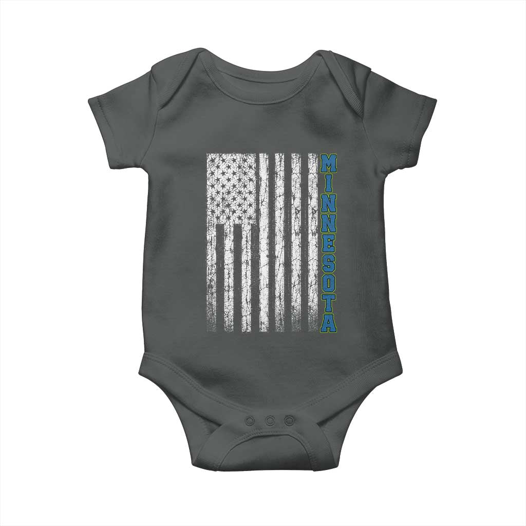 Minnesota MN State Pride Vintage American Flag Baby Onesie