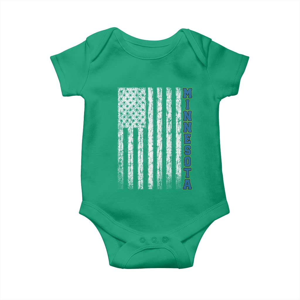 Minnesota MN State Pride Vintage American Flag Baby Onesie