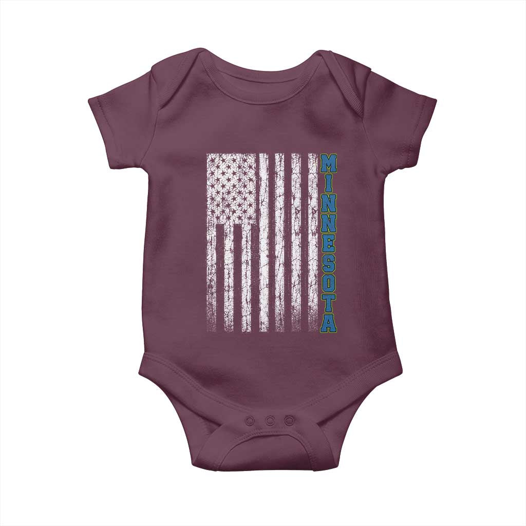 Minnesota MN State Pride Vintage American Flag Baby Onesie
