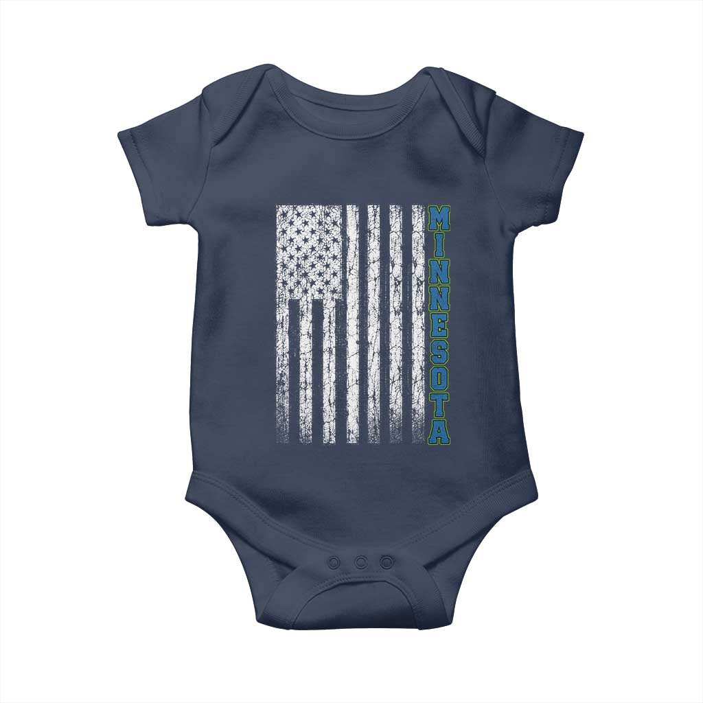 Minnesota MN State Pride Vintage American Flag Baby Onesie