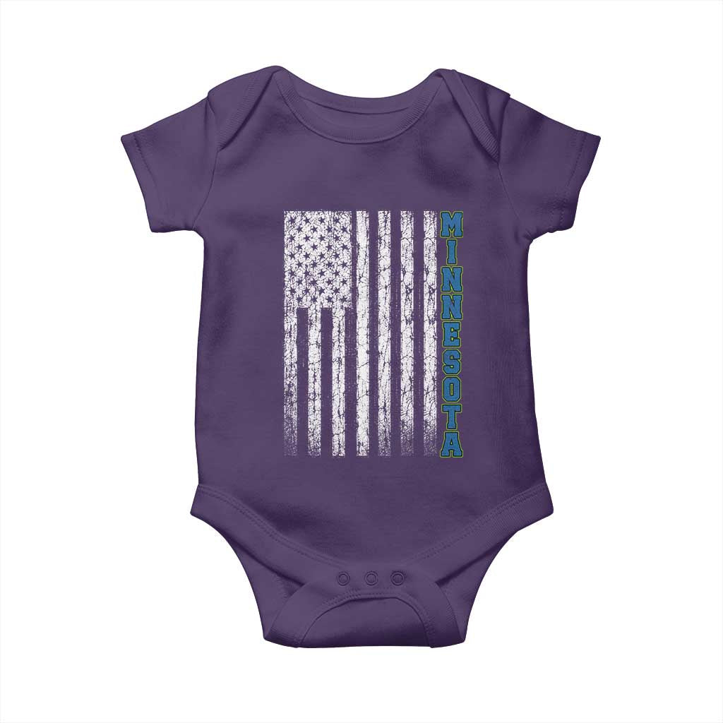 Minnesota MN State Pride Vintage American Flag Baby Onesie