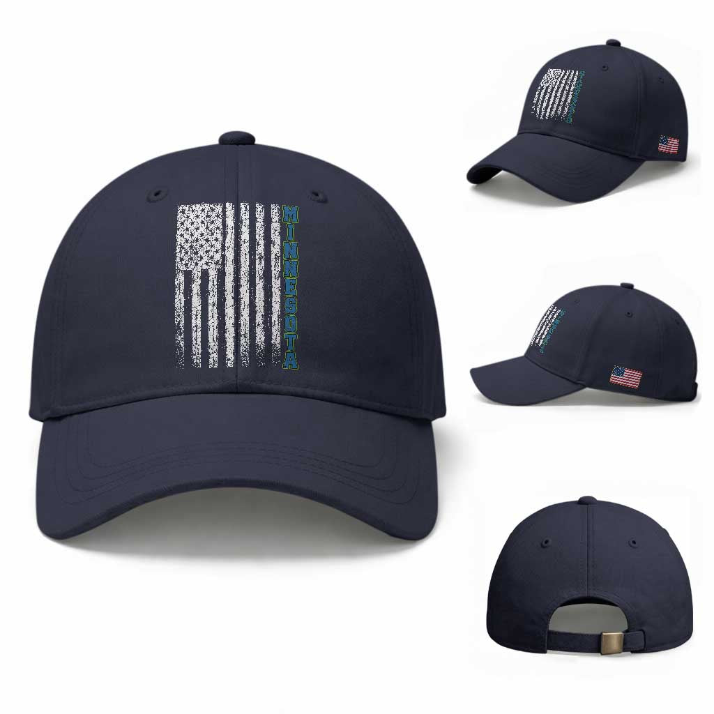 Minnesota MN State Pride Vintage American Flag Baseball Cap