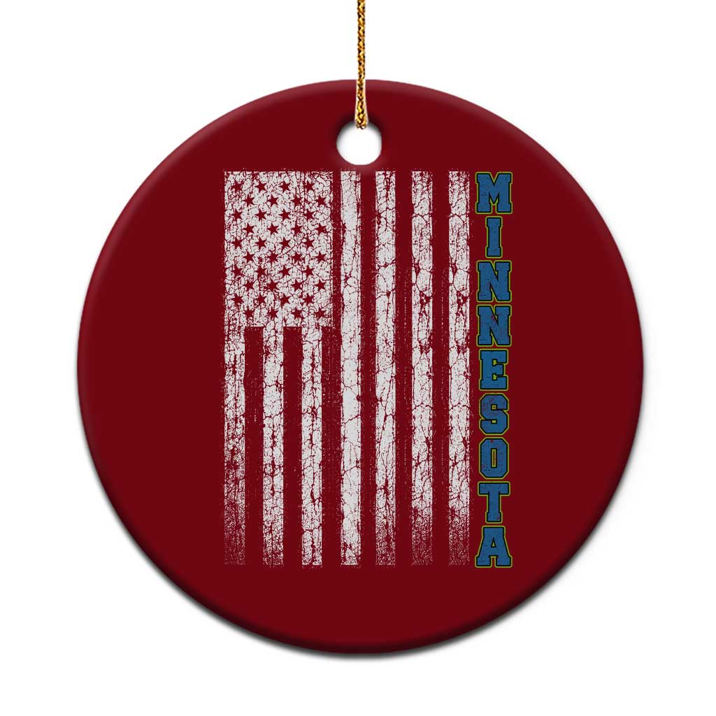 Minnesota MN State Pride Vintage American Flag Ceramic Ornament