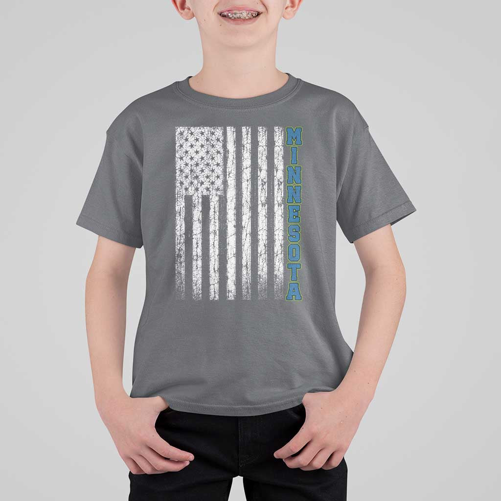 Minnesota MN State Pride Vintage American Flag T Shirt For Kid