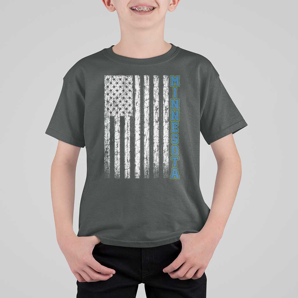 Minnesota MN State Pride Vintage American Flag T Shirt For Kid