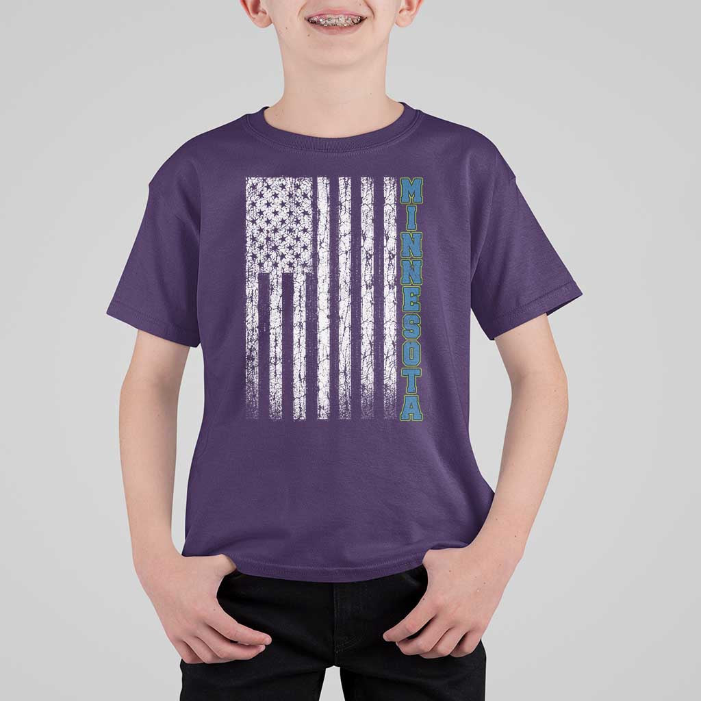 Minnesota MN State Pride Vintage American Flag T Shirt For Kid
