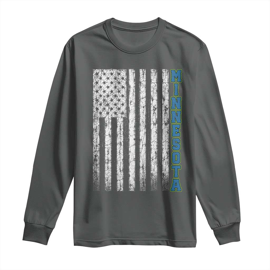 Minnesota MN State Pride Vintage American Flag Long Sleeve Shirt
