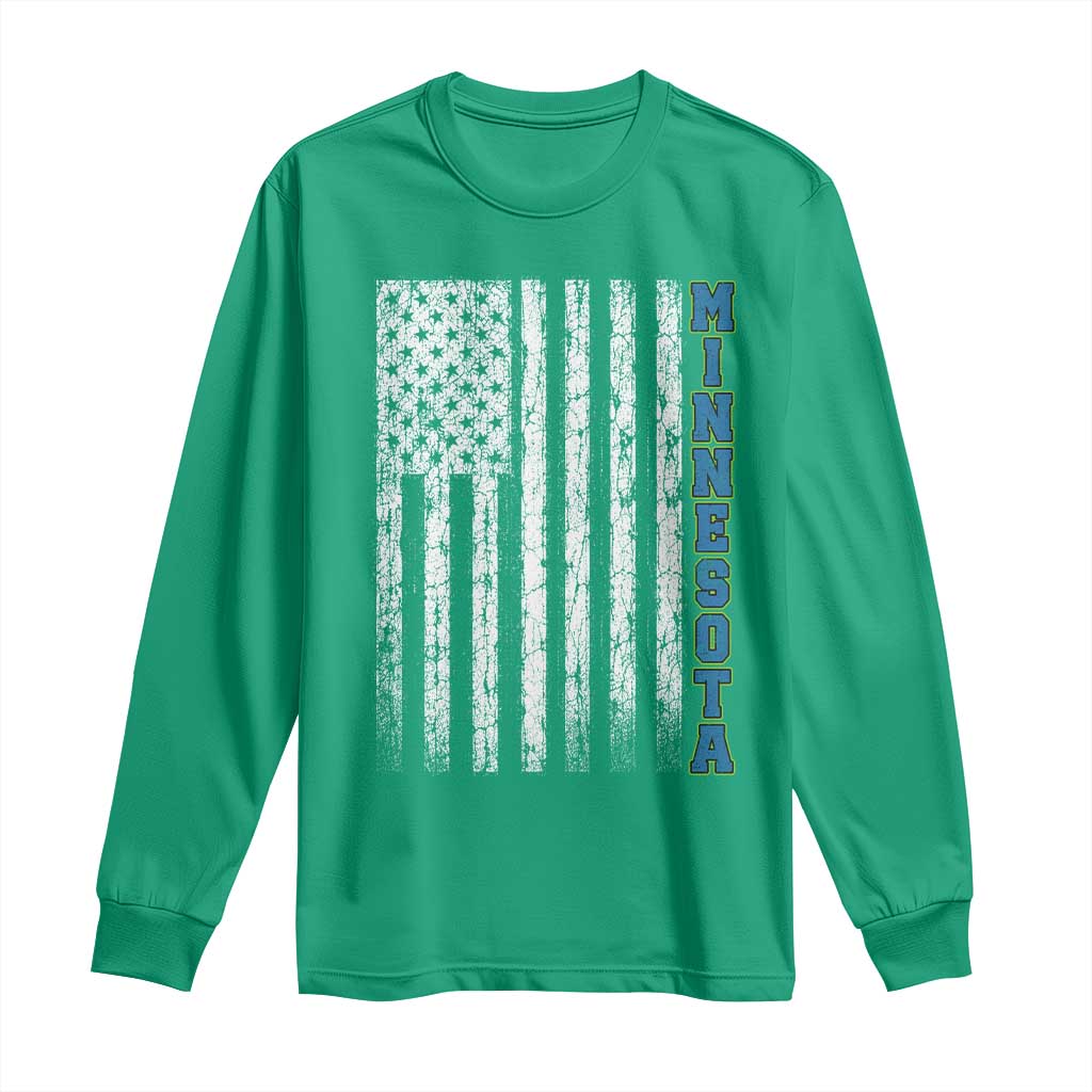 Minnesota MN State Pride Vintage American Flag Long Sleeve Shirt