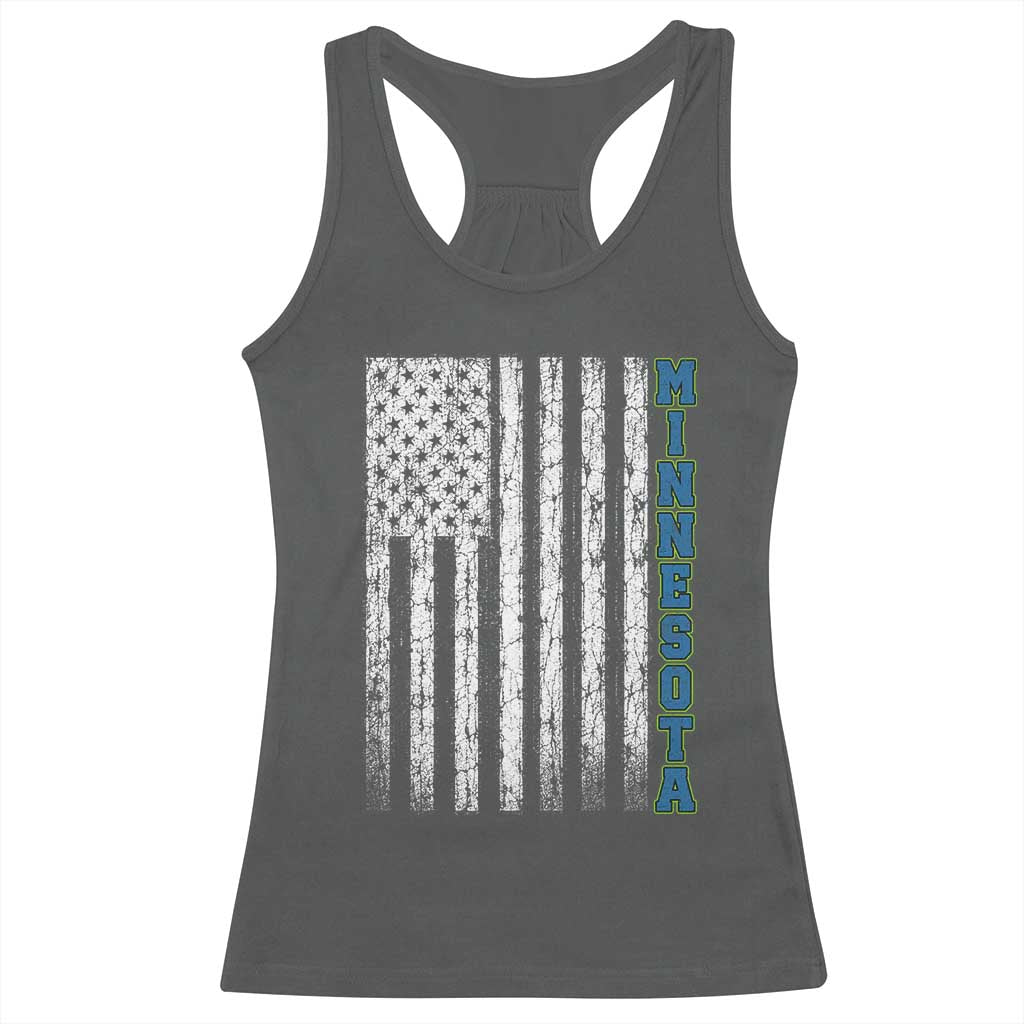 Minnesota MN State Pride Vintage American Flag Racerback Tank Top