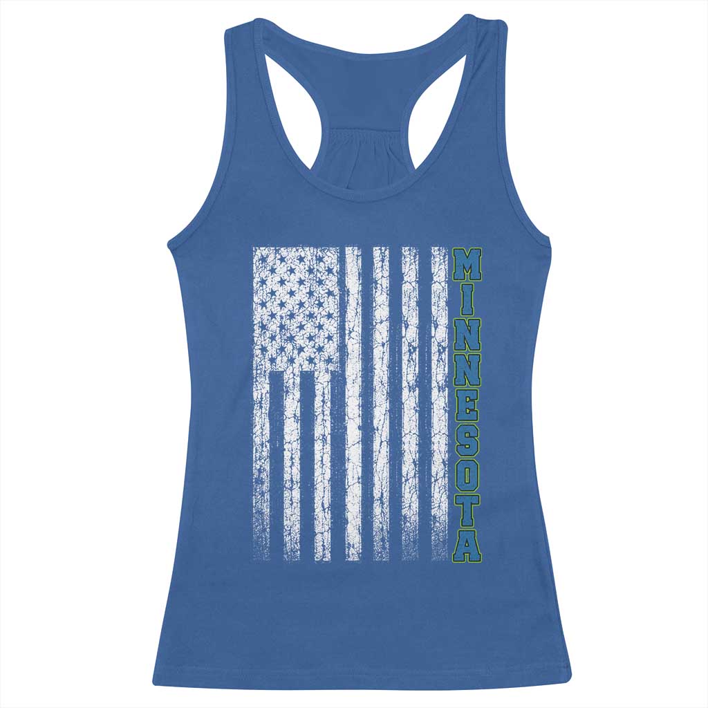 Minnesota MN State Pride Vintage American Flag Racerback Tank Top