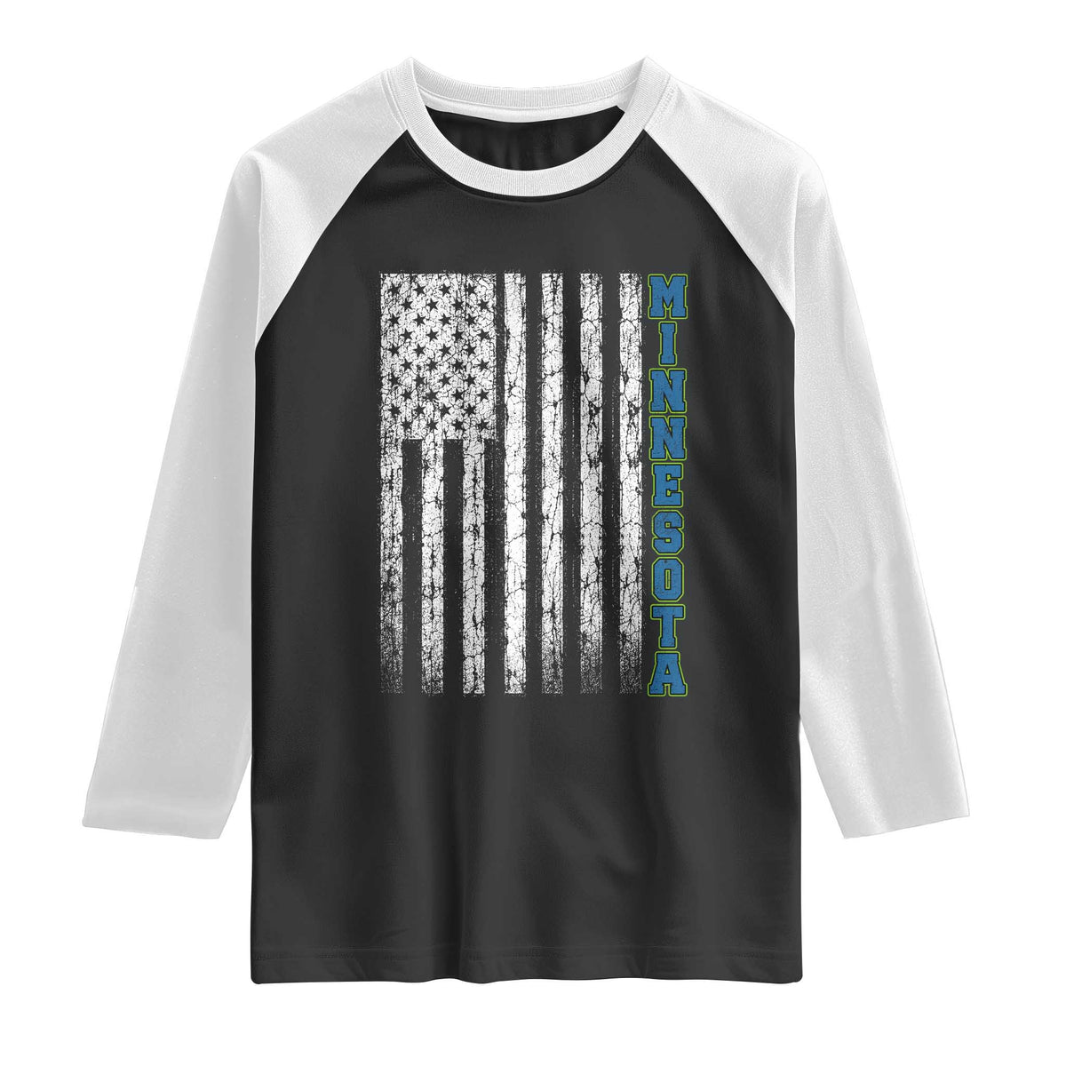 Minnesota MN State Pride Vintage American Flag Raglan Shirt