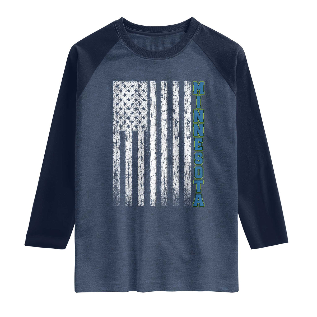 Minnesota MN State Pride Vintage American Flag Raglan Shirt