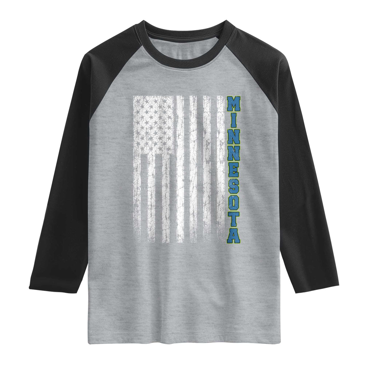 Minnesota MN State Pride Vintage American Flag Raglan Shirt