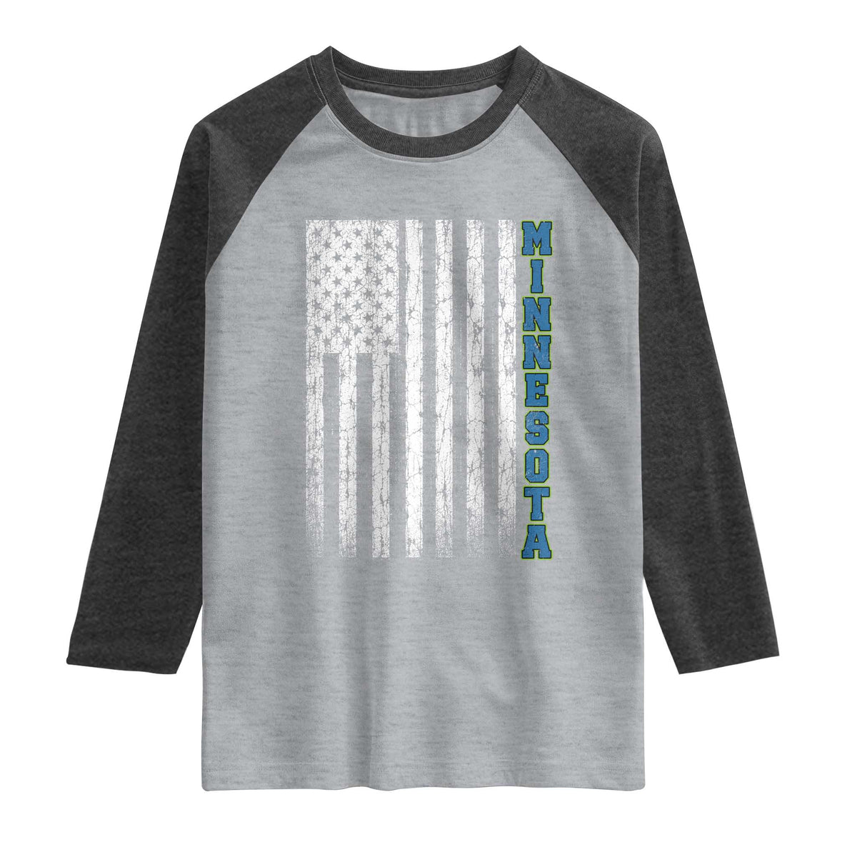 Minnesota MN State Pride Vintage American Flag Raglan Shirt