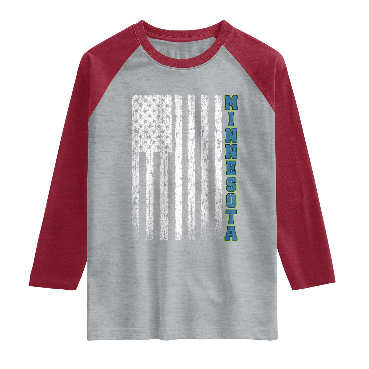 Minnesota MN State Pride Vintage American Flag Raglan Shirt
