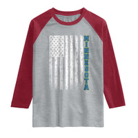 Minnesota MN State Pride Vintage American Flag Raglan Shirt