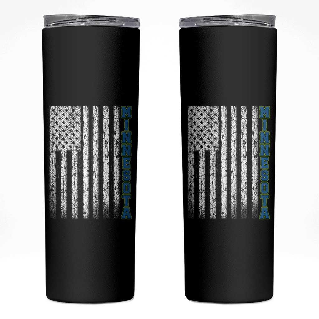 Minnesota MN State Pride Vintage American Flag Skinny Tumbler