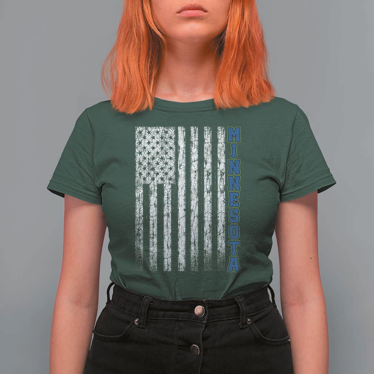 Minnesota MN State Pride Vintage American Flag T Shirt For Women