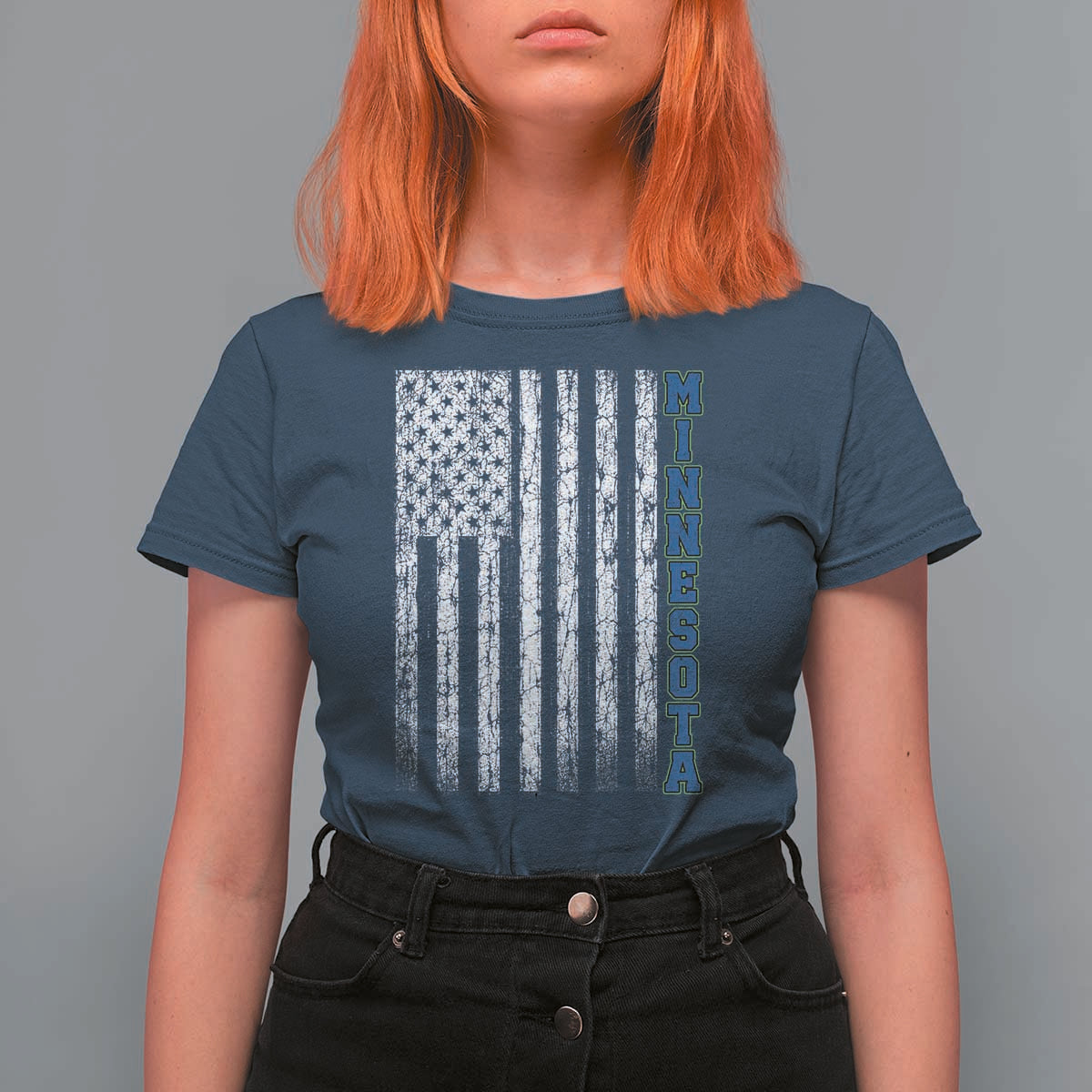 Minnesota MN State Pride Vintage American Flag T Shirt For Women