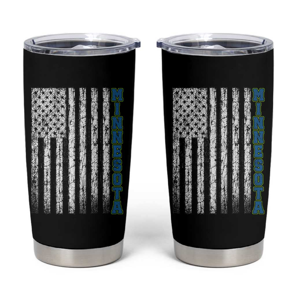 Minnesota MN State Pride Vintage American Flag Tumbler Cup