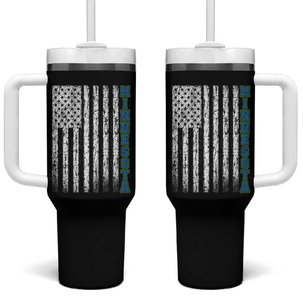 Minnesota MN State Pride Vintage American Flag Tumbler With Handle