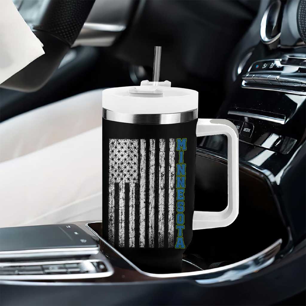 Minnesota MN State Pride Vintage American Flag Tumbler With Handle