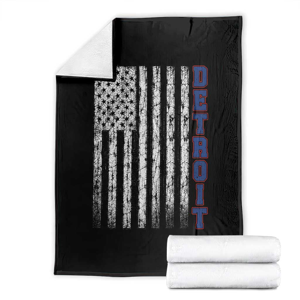 Detroit Michigan State Pride Vintage American Flag Throw Blanket