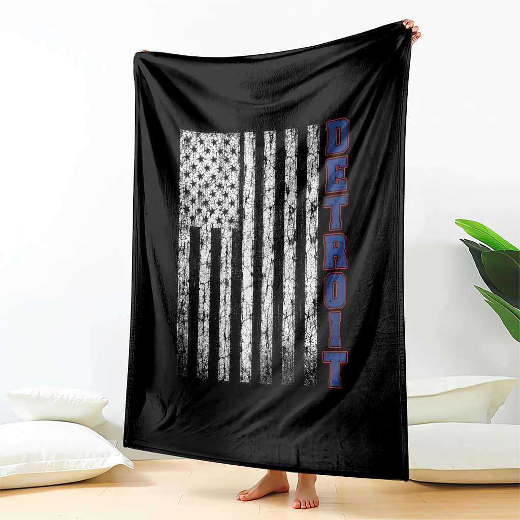 Detroit Michigan State Pride Vintage American Flag Throw Blanket