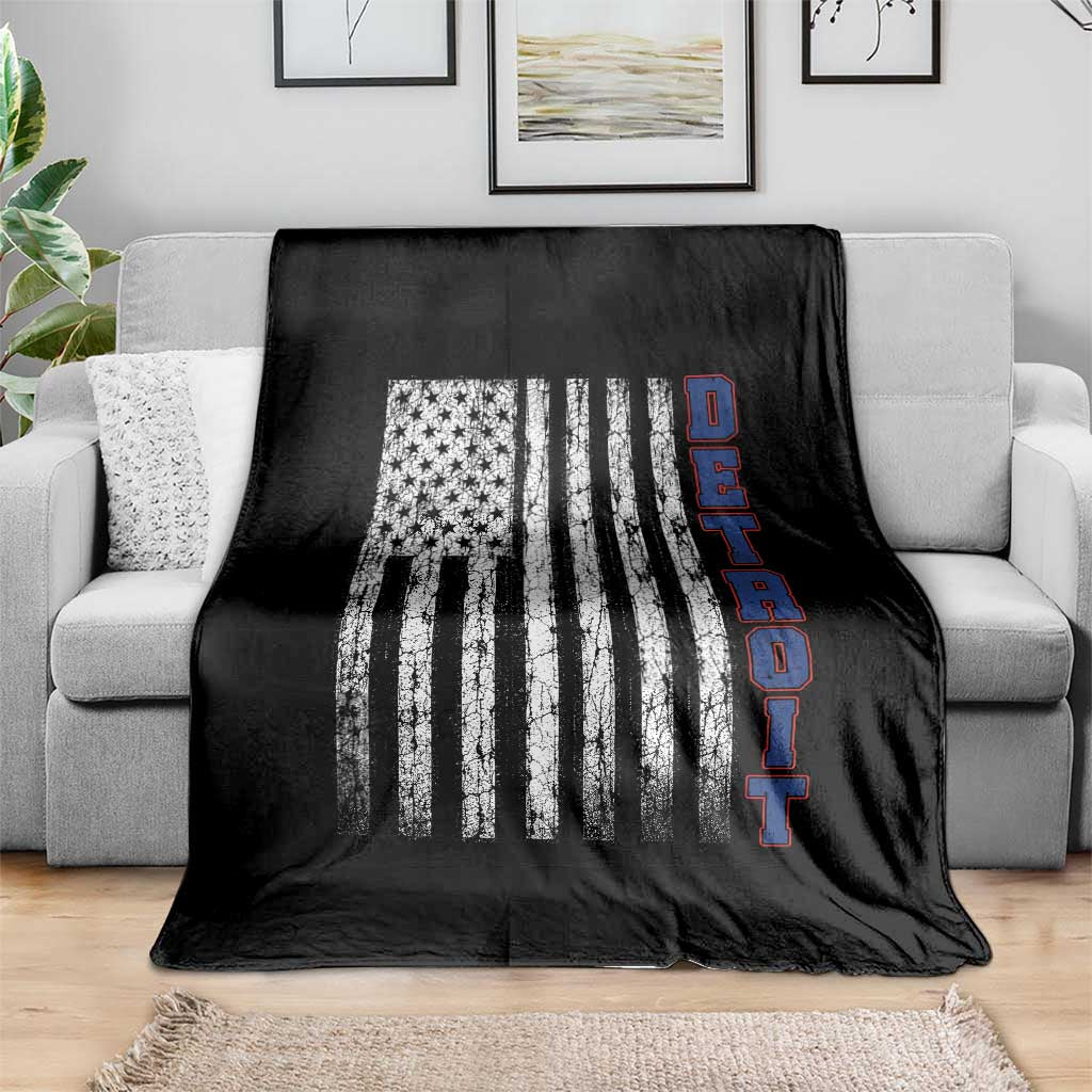 Detroit Michigan State Pride Vintage American Flag Throw Blanket